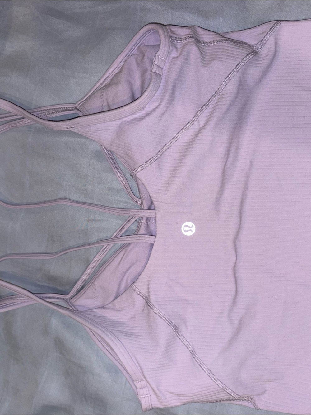 lululemon lavender ribbed strappy sports tank with built in bra